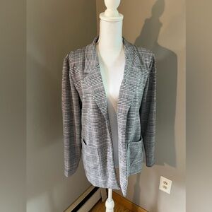 Maurices Gray Plaid Open Blazer